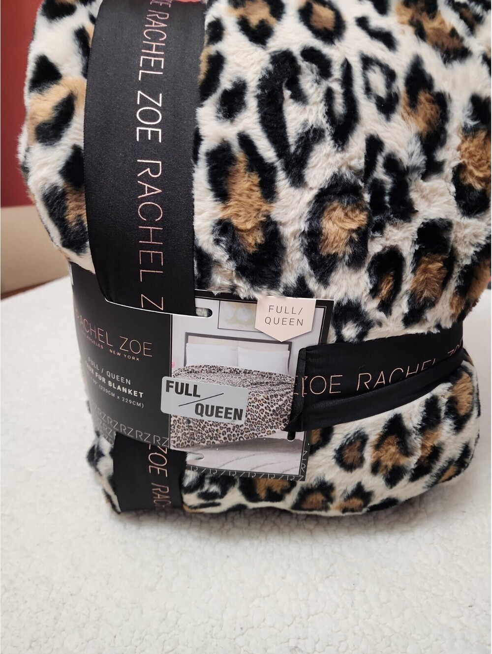 Rachel Zoe Animal Print Faux Fur Queen Brown, Beige and Black Blanket 90”x90